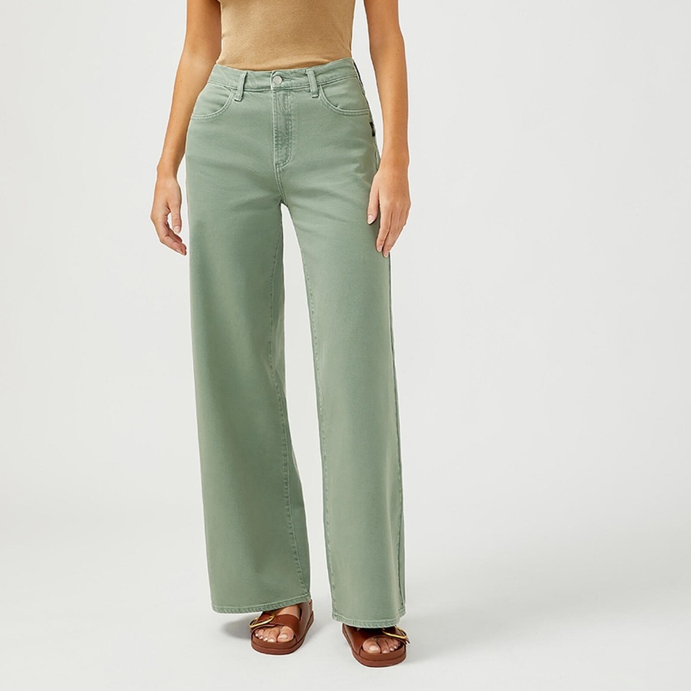 Olive Green Wide Leg Jeans